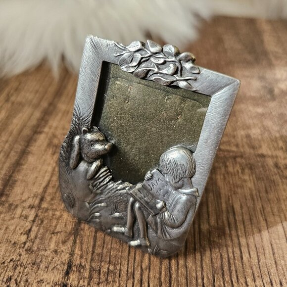 RARE Vintage Disney Classic Pooh Picture Frame 2.25”x1.75” by Danforth Pewterers - Picture 1 of 5